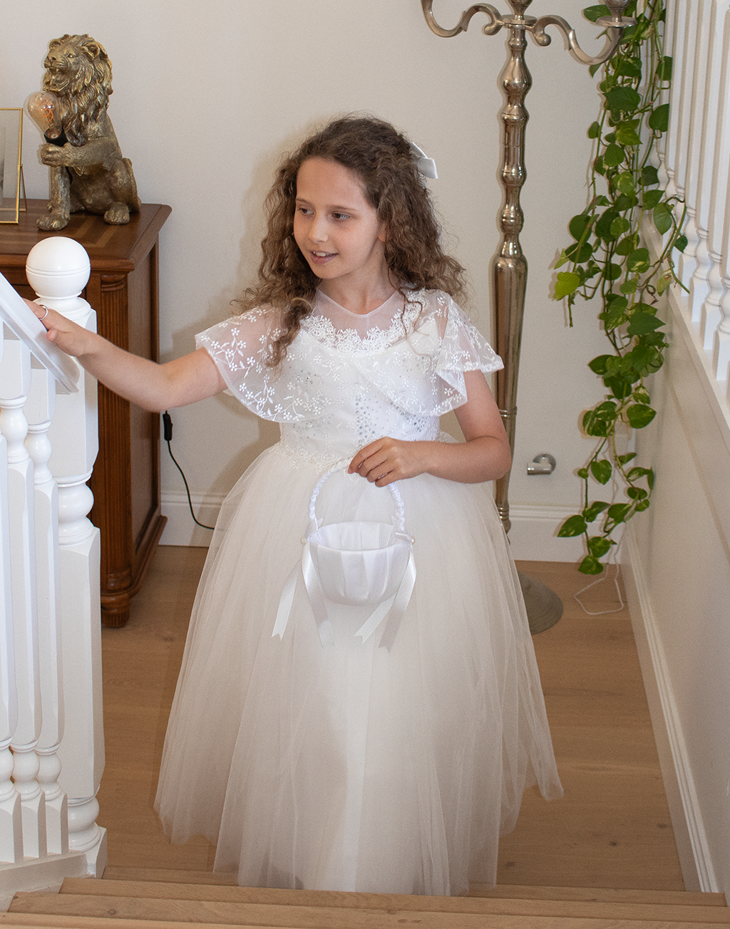 Grace in Ivory White Flower Girl or Communion Dress
