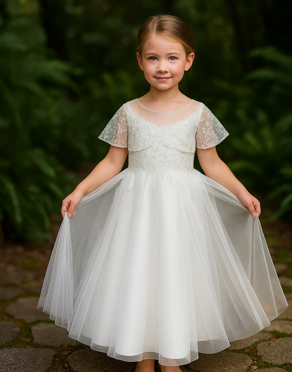 Grace ~ Off White Flower Girl or Communion Dress