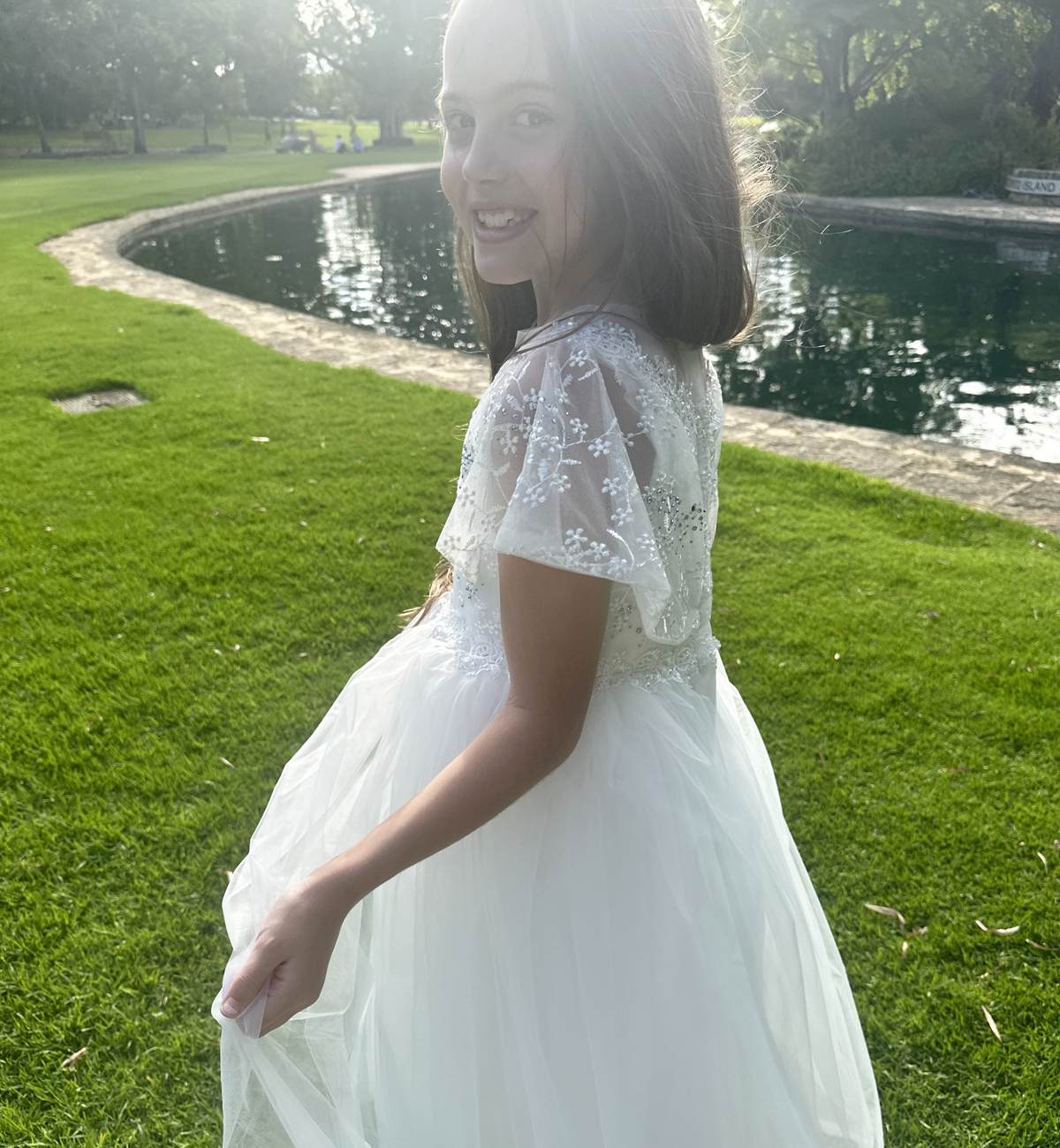 Grace in Ivory White Flower Girl or Communion Dress