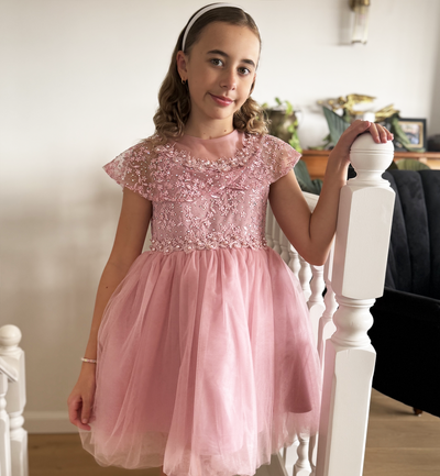 Grace ~ Pink Flower Girl or Party Dress (Knee Length)