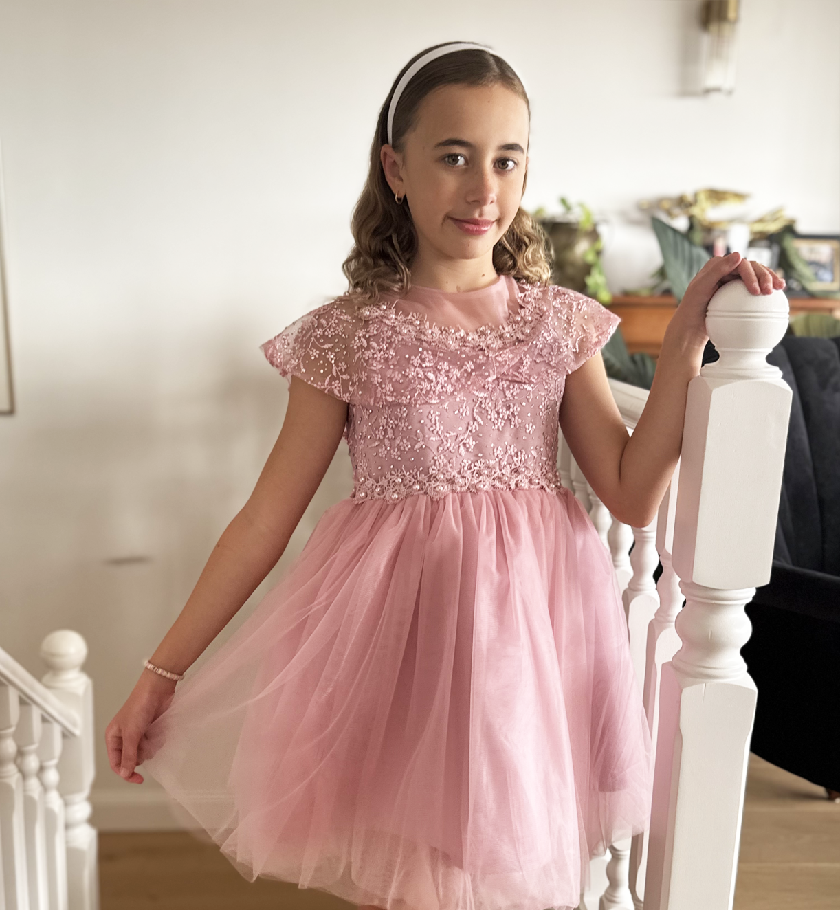 Grace ~ Pink Flower Girl or Party Dress (Knee Length)