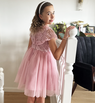 Grace ~ Pink Flower Girl or Party Dress (Knee Length)
