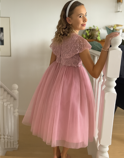 Grace in Dusty Rose Party Dress or Flower Girl