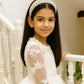 Halo Headband (Ages 6-Adult) with a pink satin drawstring bag.