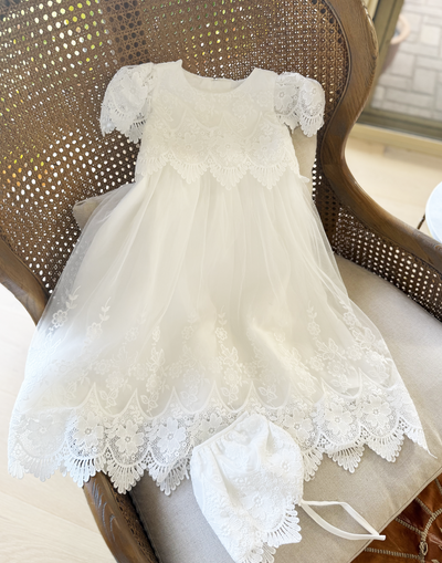 Harriet - Baptism Christening Gown with Bonnet
