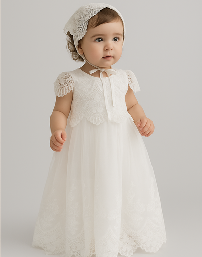 Harriet - Baptism Christening Gown with Bonnet