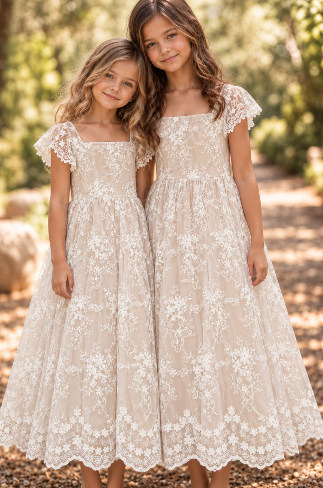 Hazel in Antique Cream - Party of Flower Girl Dress