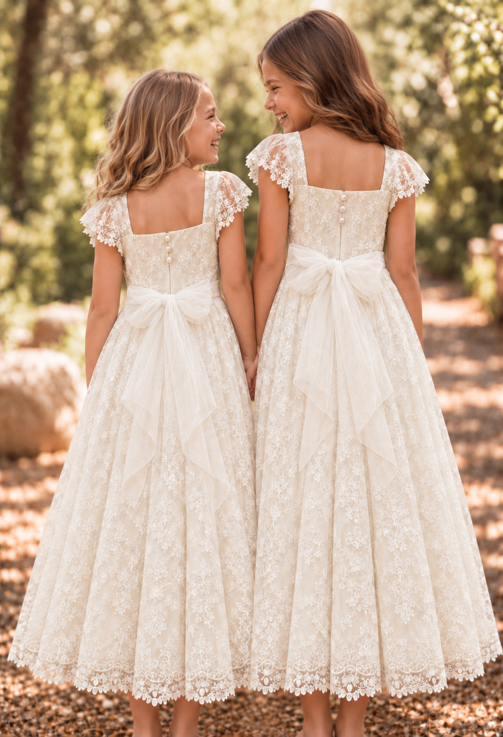 Hazel in Antique Cream - Party of Flower Girl Dress