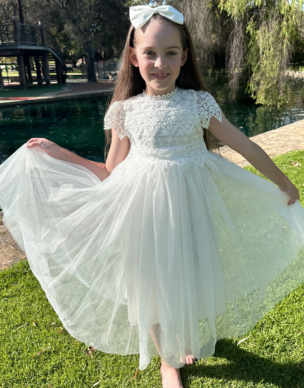 Audrey in Ivory White ~ Party or Flower Girl Dress