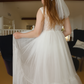 Catherine Communion Barrette (Ages 3 upwards) with a pink satin drawstring bag.