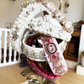 Dianna Rhinestone Headband (Ages 6-Adult) with a pink satin drawstring bag