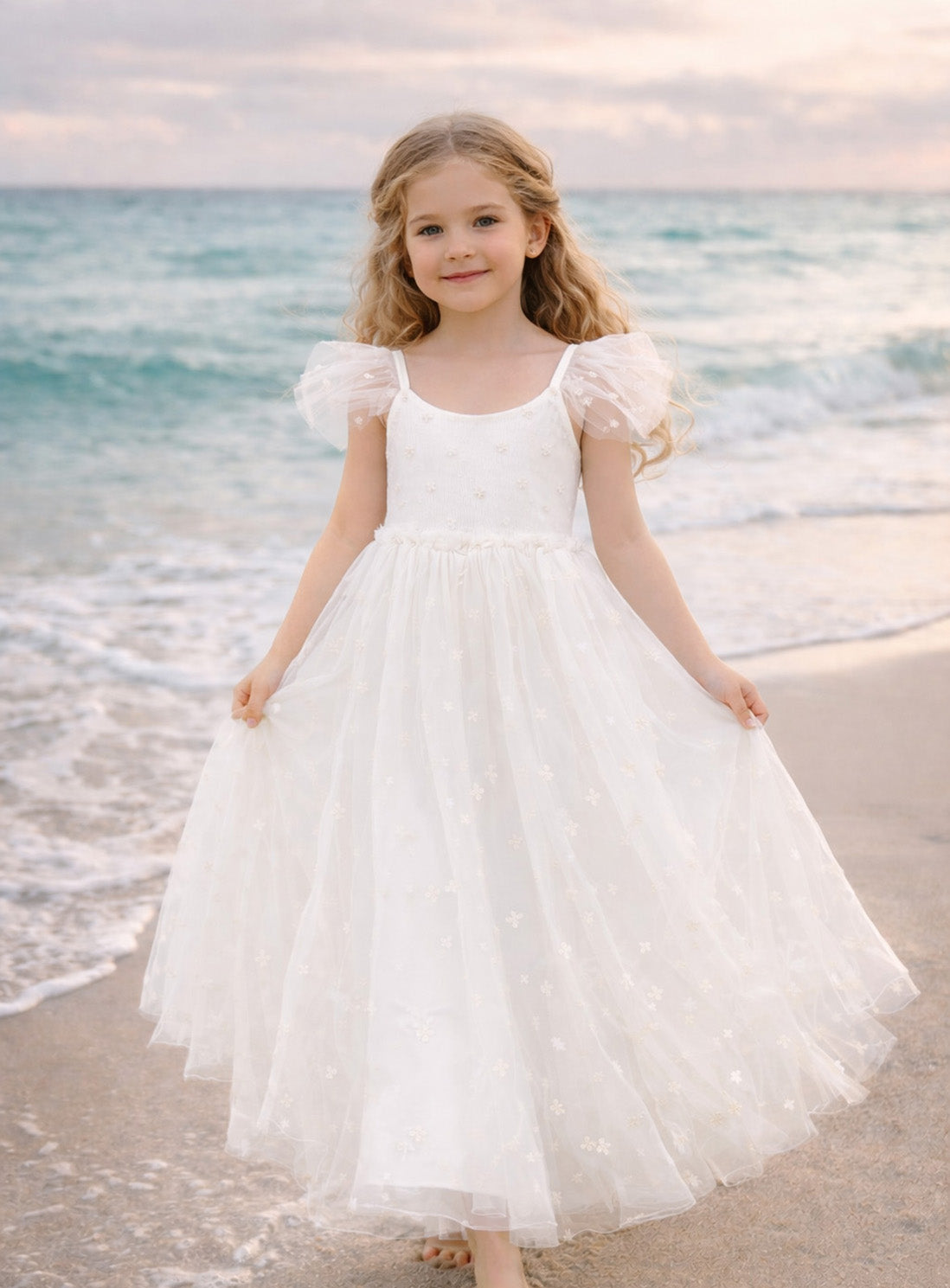 Heidi ~ Ivory White Party Girl Dress /Flower Girl Dress