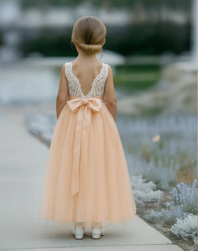 Honey in Blush/Apricot ~ Party or Flower Girl Dress in Blush