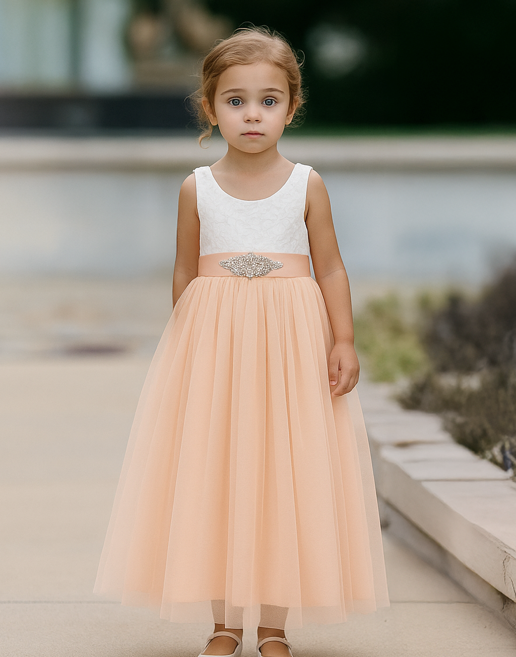 Honey in Blush/Apricot ~ Party or Flower Girl Dress in Blush