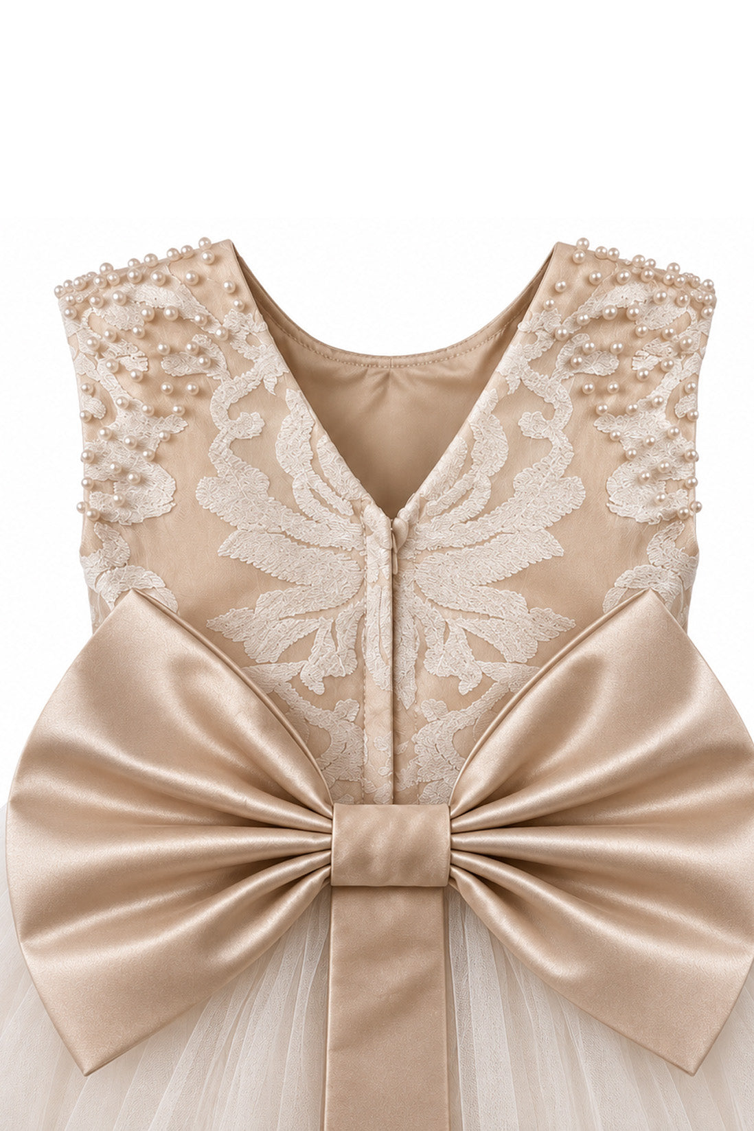 Maryanne in Golden Honey + Ivory White Skirt - Flower Girl Dress