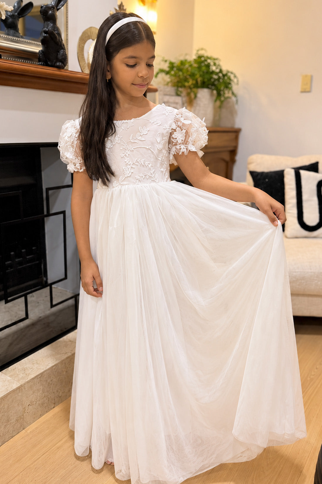 Josephine in Ivory White - A-line Flower Girl or Communion Dress