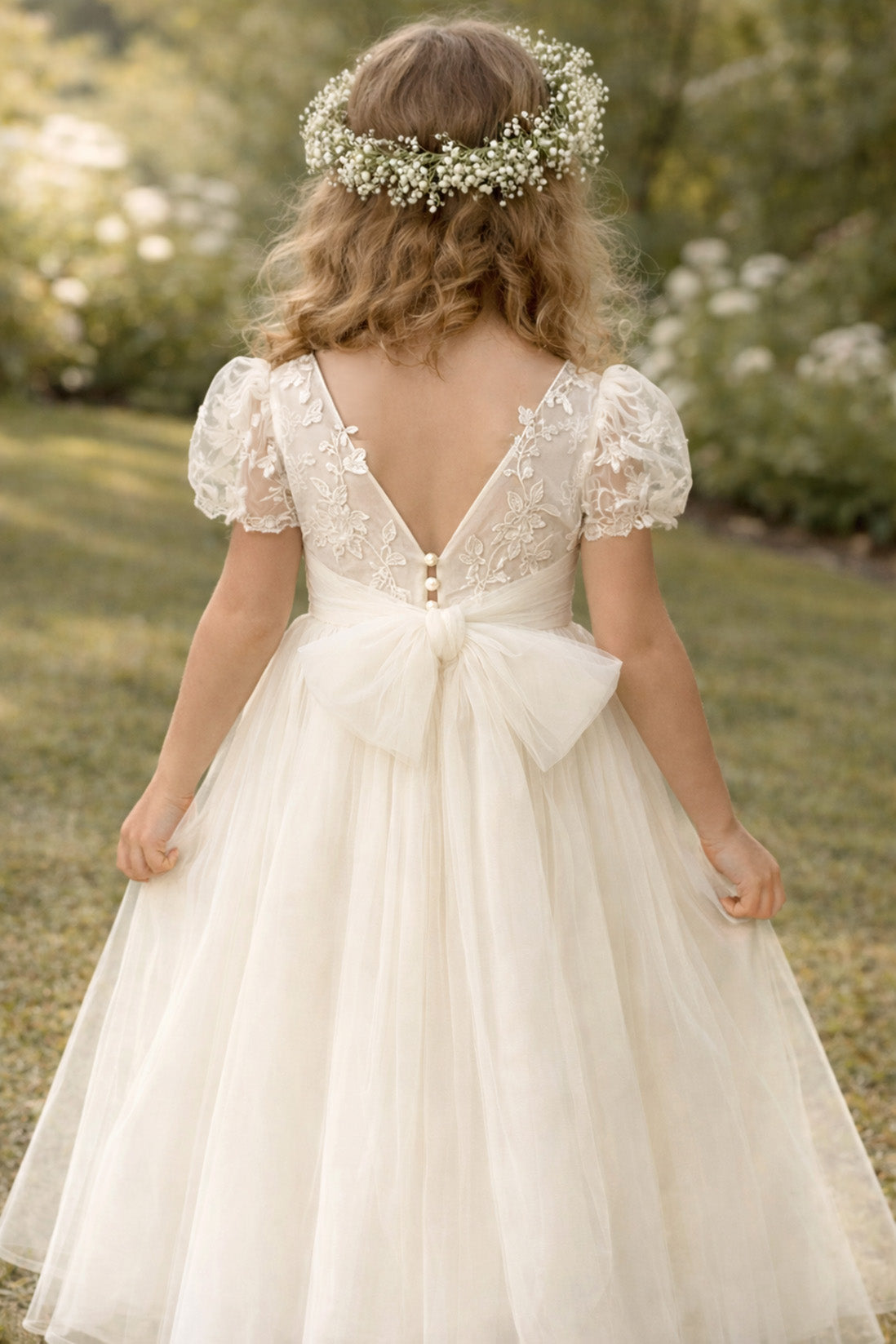 Josephine in Ivory White - A-line Flower Girl or Communion Dress