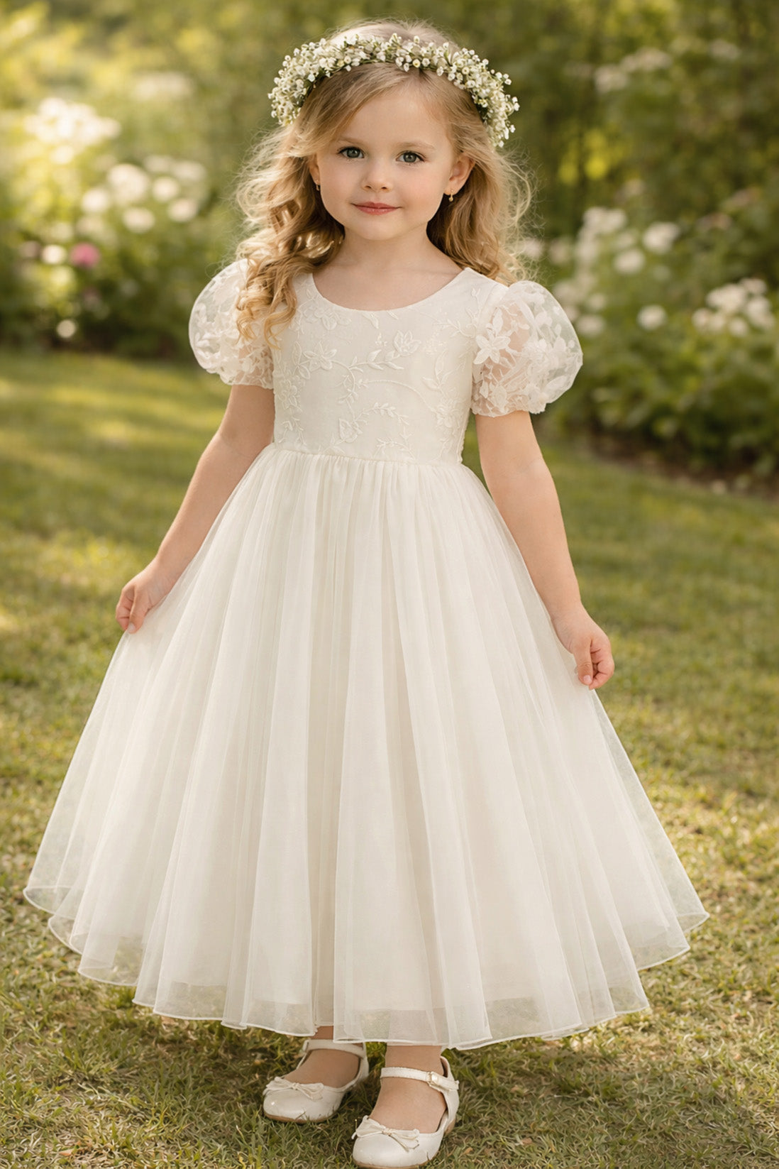 Josephine in Ivory White - A-line Flower Girl or Communion Dress
