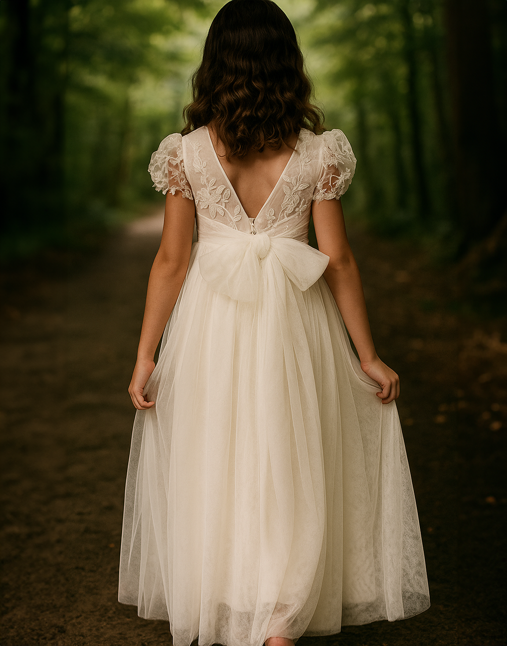 Josephine in Ivory White - A-line Flower Girl or Communion Dress