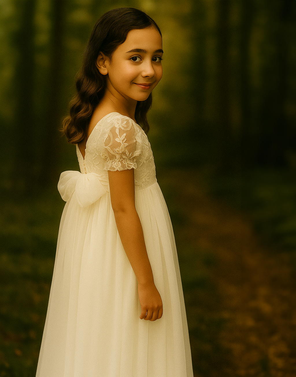 Josephine in Ivory White - A-line Flower Girl or Communion Dress