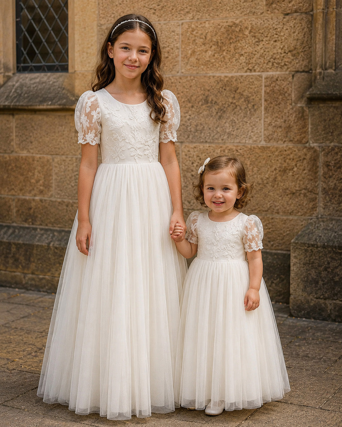 Josephine in Ivory White - A-line Flower Girl or Communion Dress