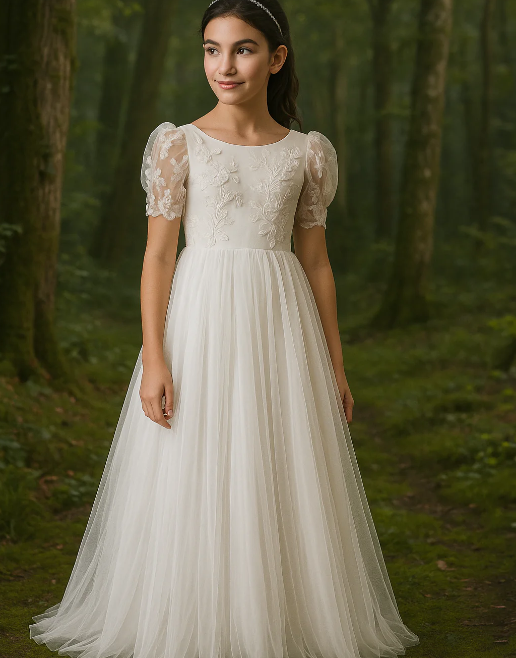 Josephine in Ivory White - A-line Flower Girl or Communion Dress