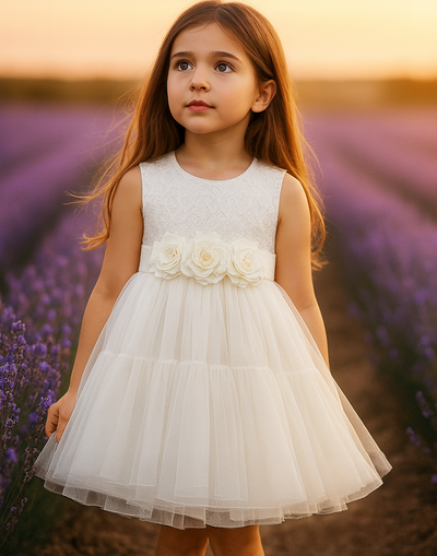 Juniper in Ivory White  Party or Flower Girl Dress