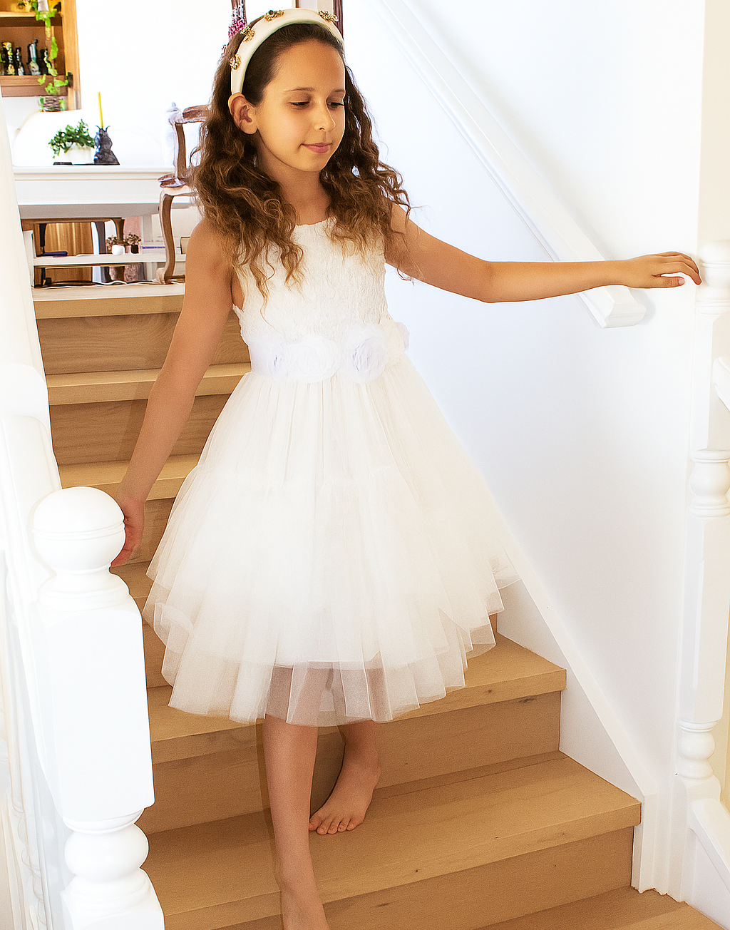 Juniper in Ivory White  Party or Flower Girl Dress