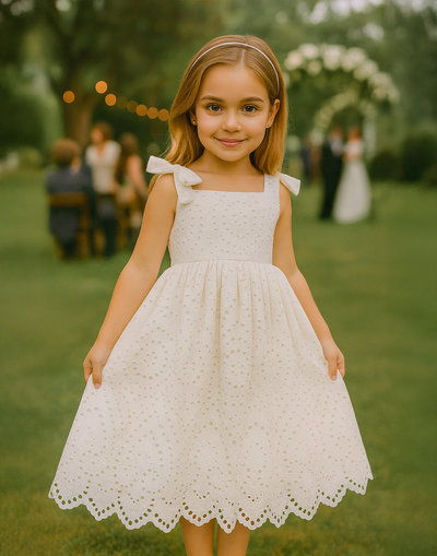 Kiera in Ivory White ~ Party or Flower Girl Dress