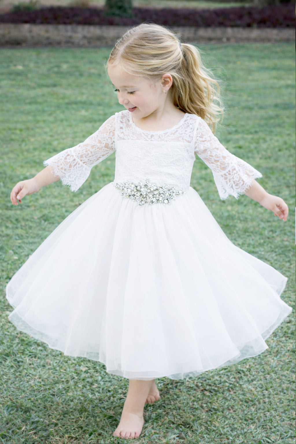 Layla Ivory White ~ Flower Girl or Communion Dress