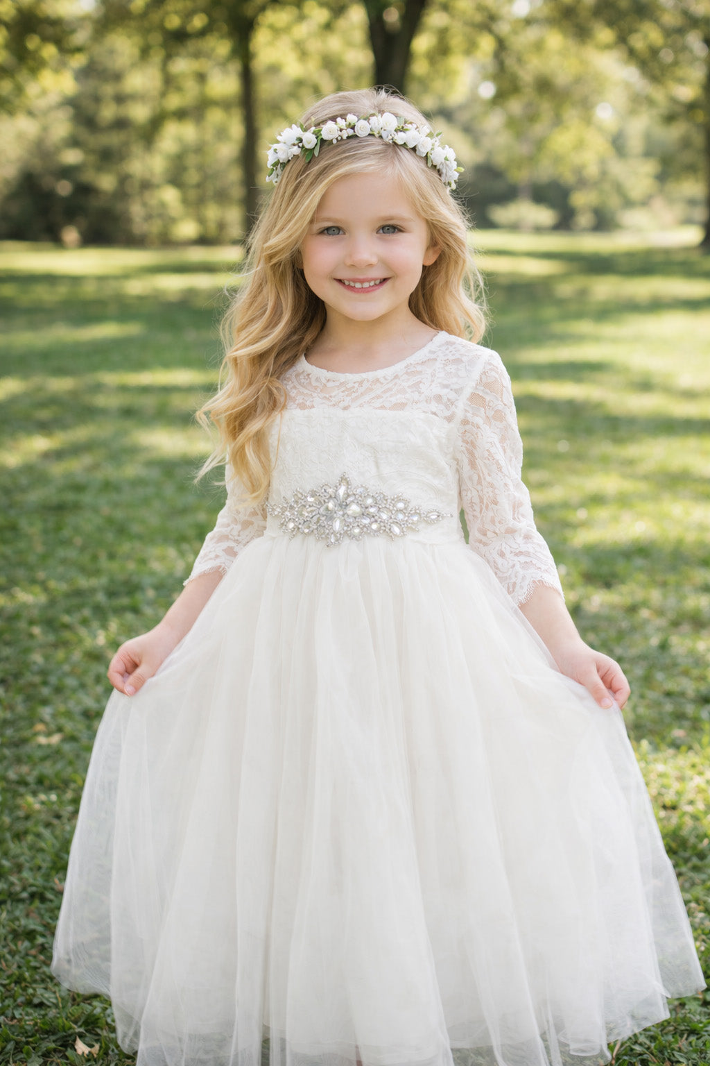 Layla Ivory White ~ Flower Girl or Communion Dress