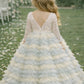 Mabel in Pale Lemon and Sky Blue Party Girl or Flower Girl Dress