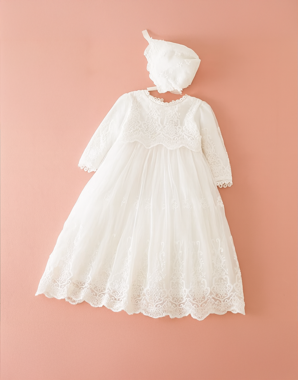 Magdalena - Baptism Christening Gown with Bonnet
