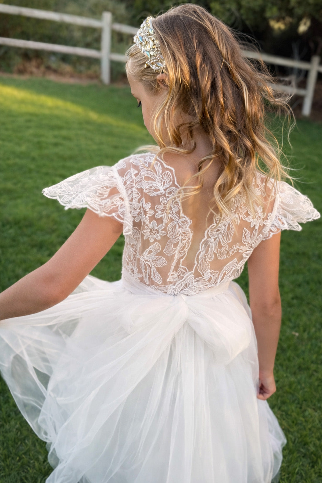 Magnolia in Ivory White ~ A-line Party or Flower Girl Dress