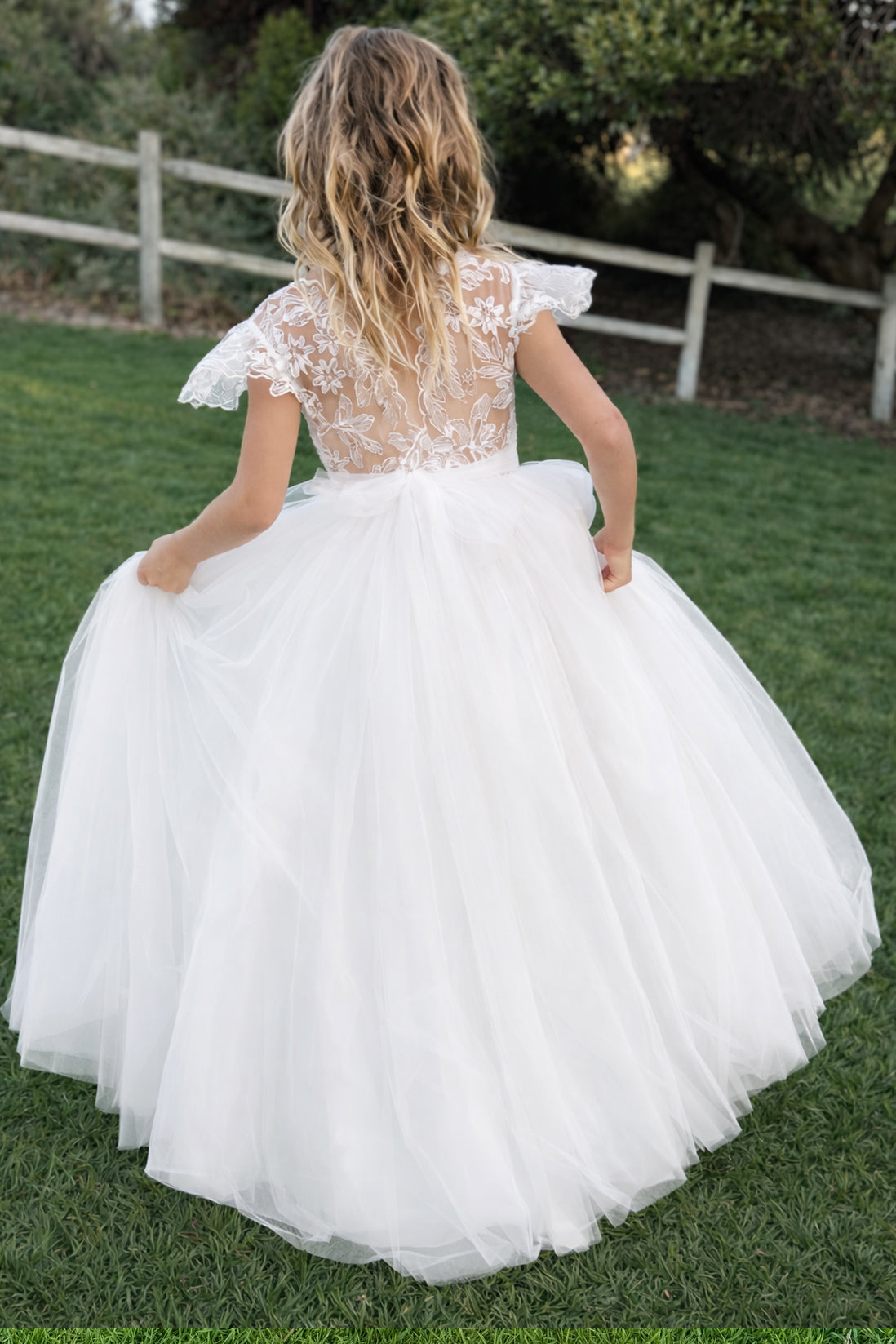 Magnolia in Ivory White ~ A-line Party or Flower Girl Dress