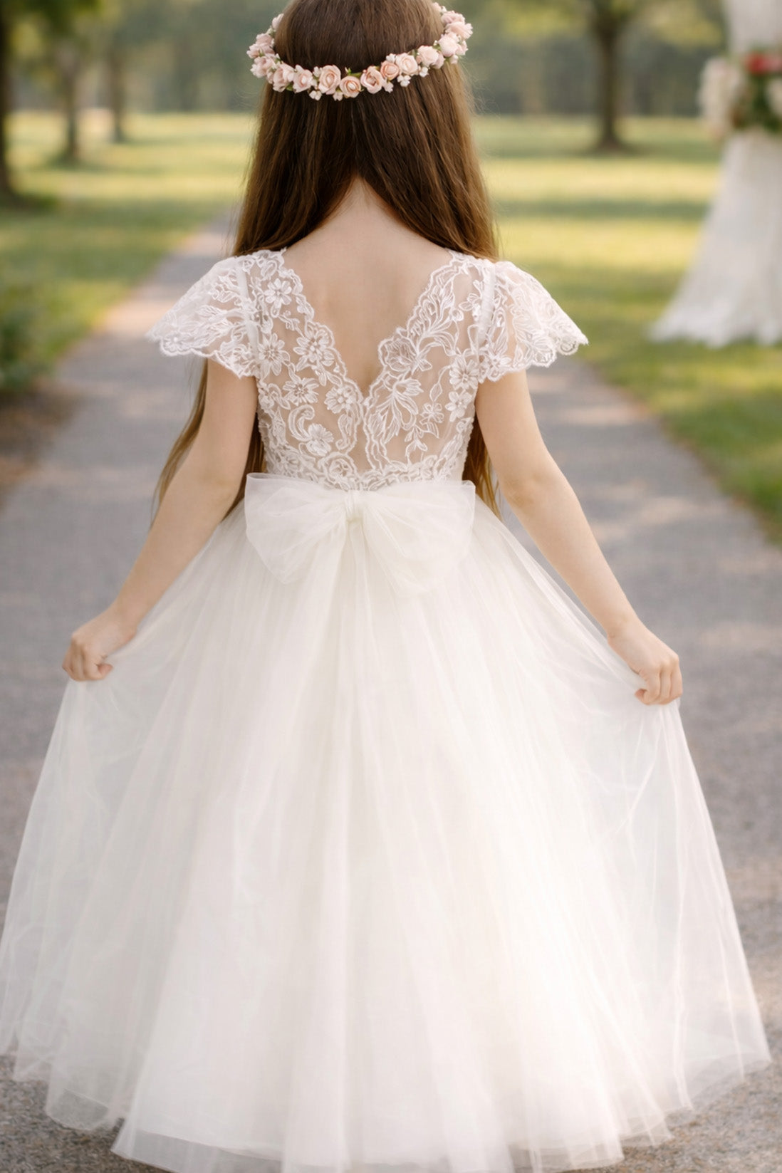 Magnolia in Ivory White ~ A-line Party or Flower Girl Dress