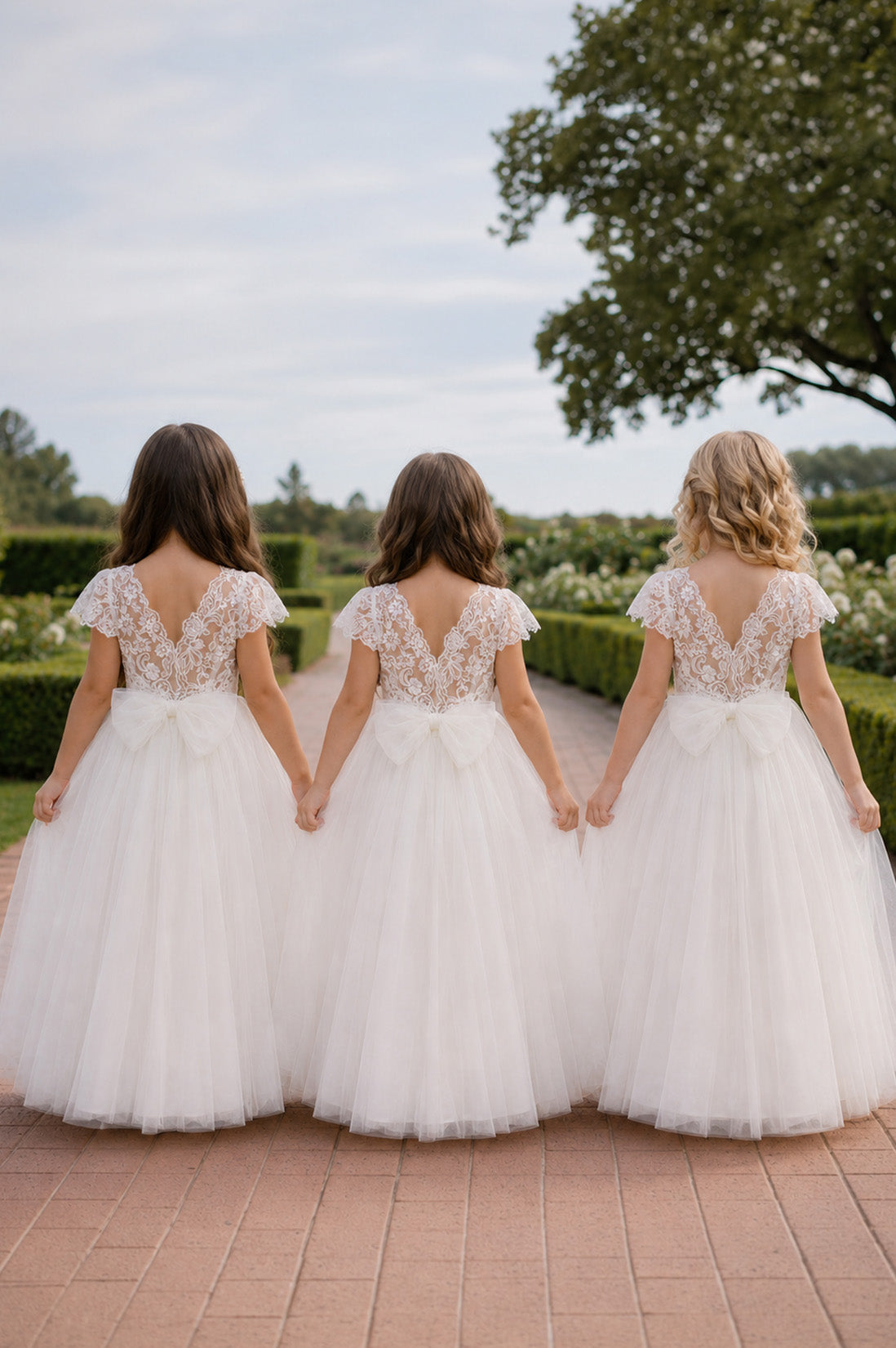 Magnolia in Ivory White ~ A-line Party or Flower Girl Dress