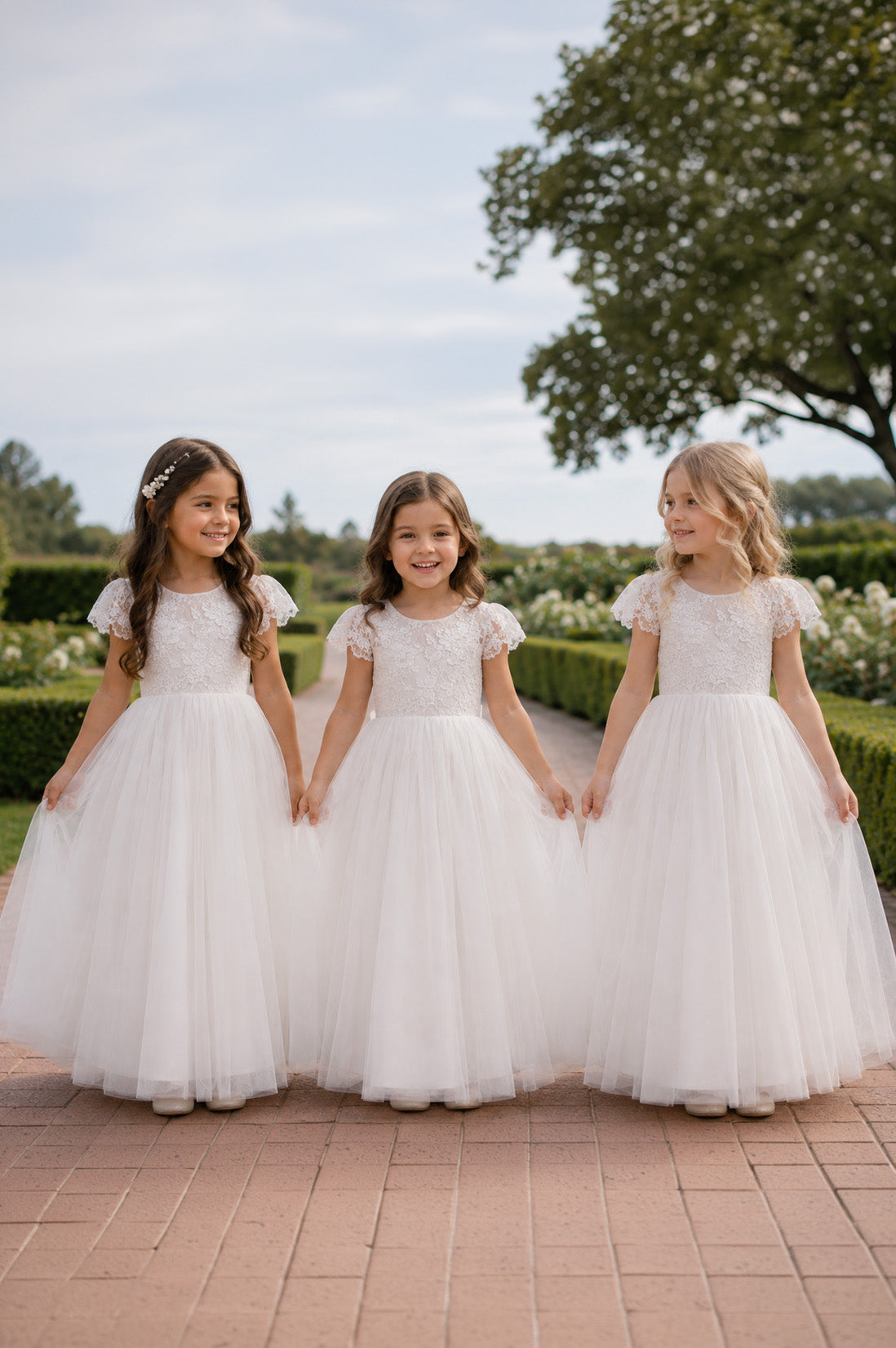 Magnolia in Ivory White ~ A-line Party or Flower Girl Dress