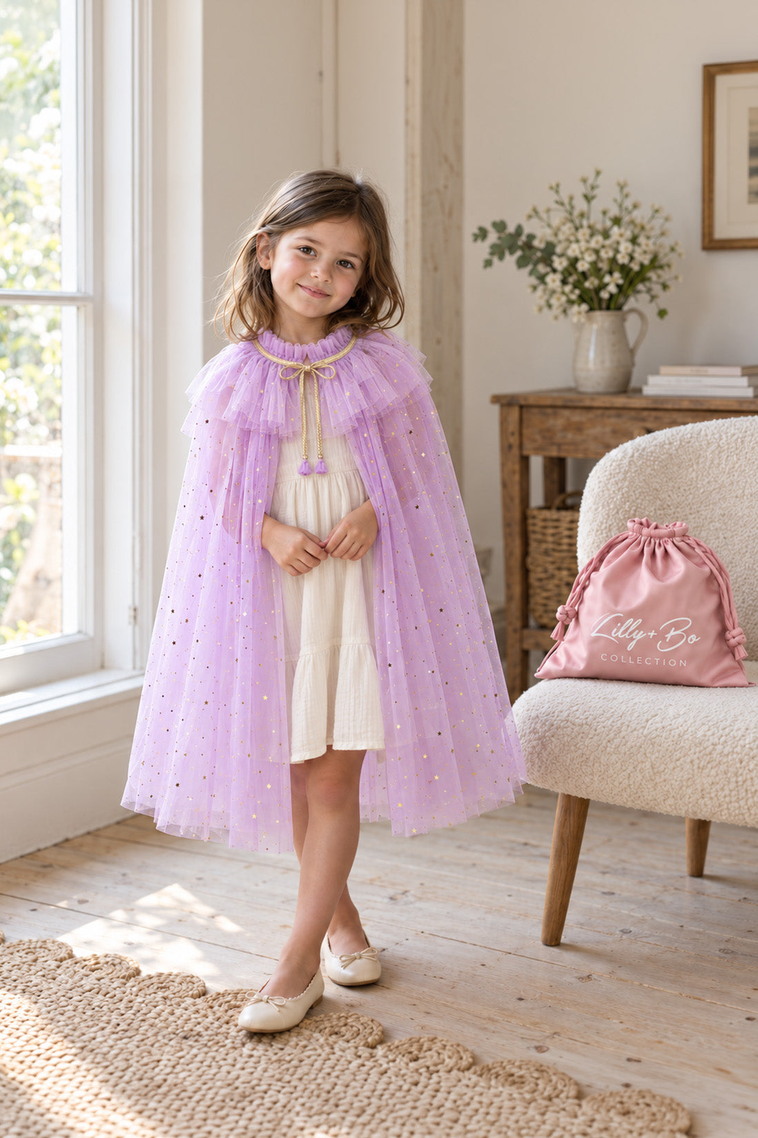 Marshmallow Cape ~ A Perfect Christmas Gift For Girls with a Pink Satin Drawstring Bag