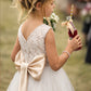 Maryanne in Champagne + Ivory White Skirt - Flower Girl Dress
