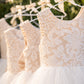 Maryanne in Champagne + Ivory White Skirt - Flower Girl Dress