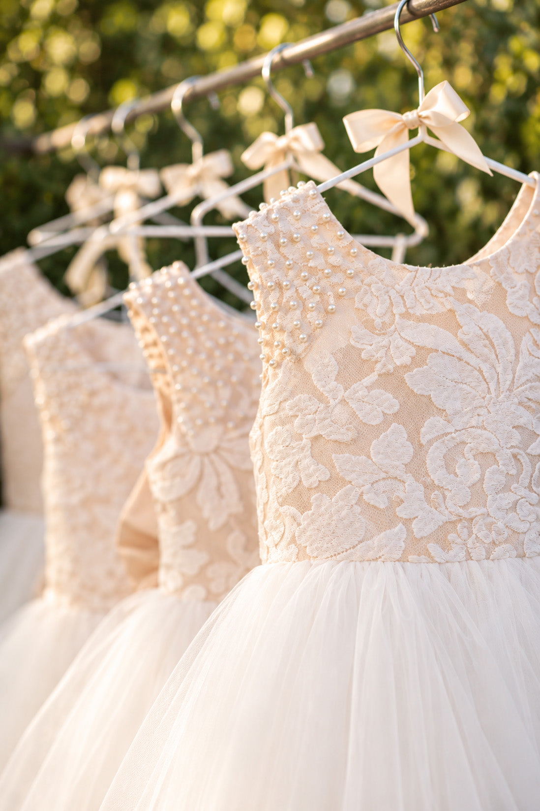 Maryanne in Champagne + Ivory White Skirt - Flower Girl Dress