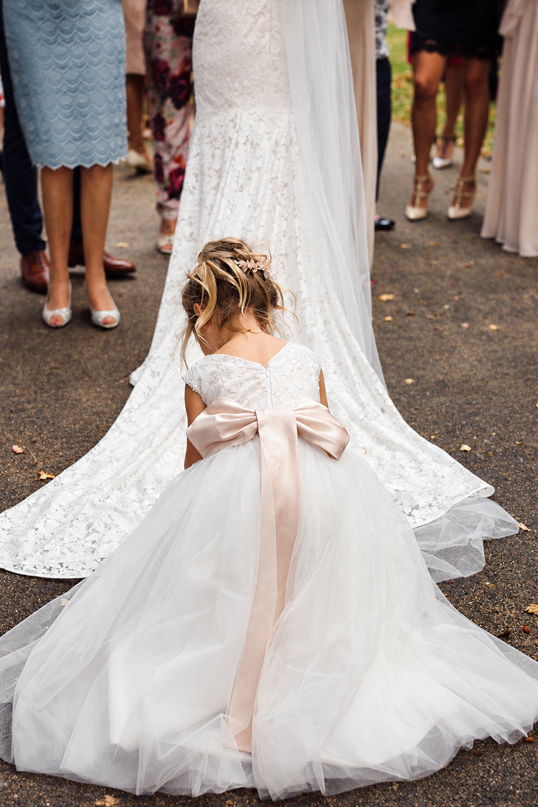 Maryanne in Champagne + Ivory White Skirt - Flower Girl Dress