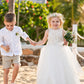 Maryanne in Champagne + Ivory White Skirt - Flower Girl Dress