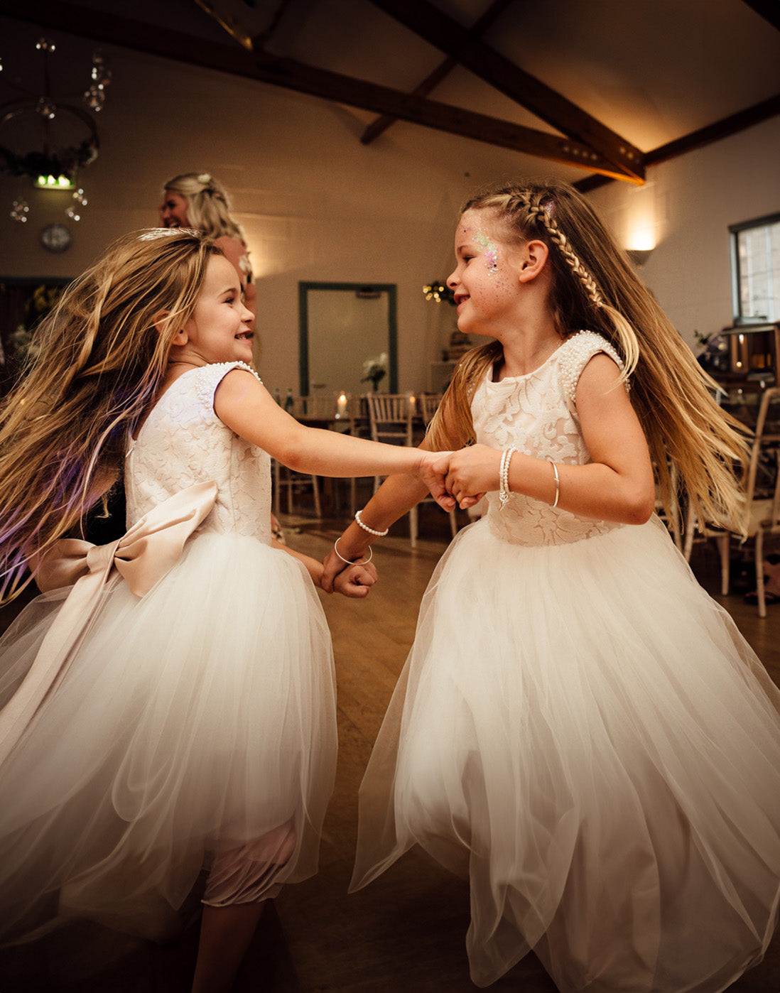 Maryanne in Champagne + Ivory White Skirt - Flower Girl Dress