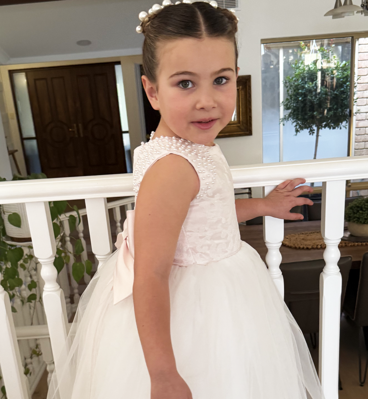 Maryanne Baby Pink + Ivory White Skirt - Flower Girl Dress