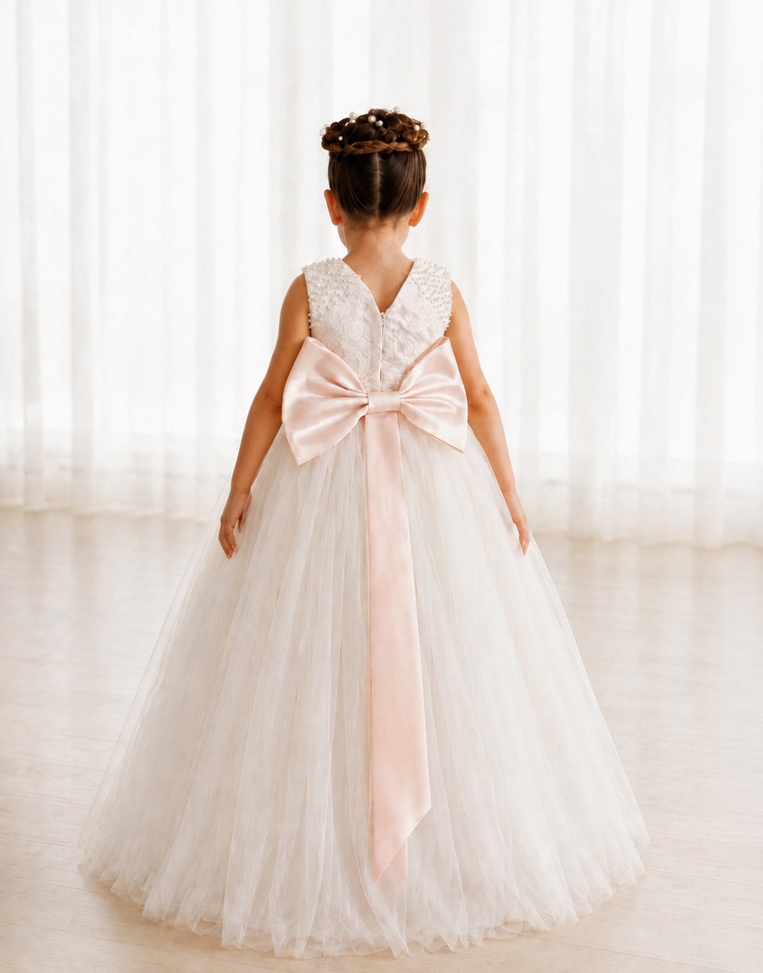 Maryanne Baby Pink + Ivory White Skirt - Flower Girl Dress
