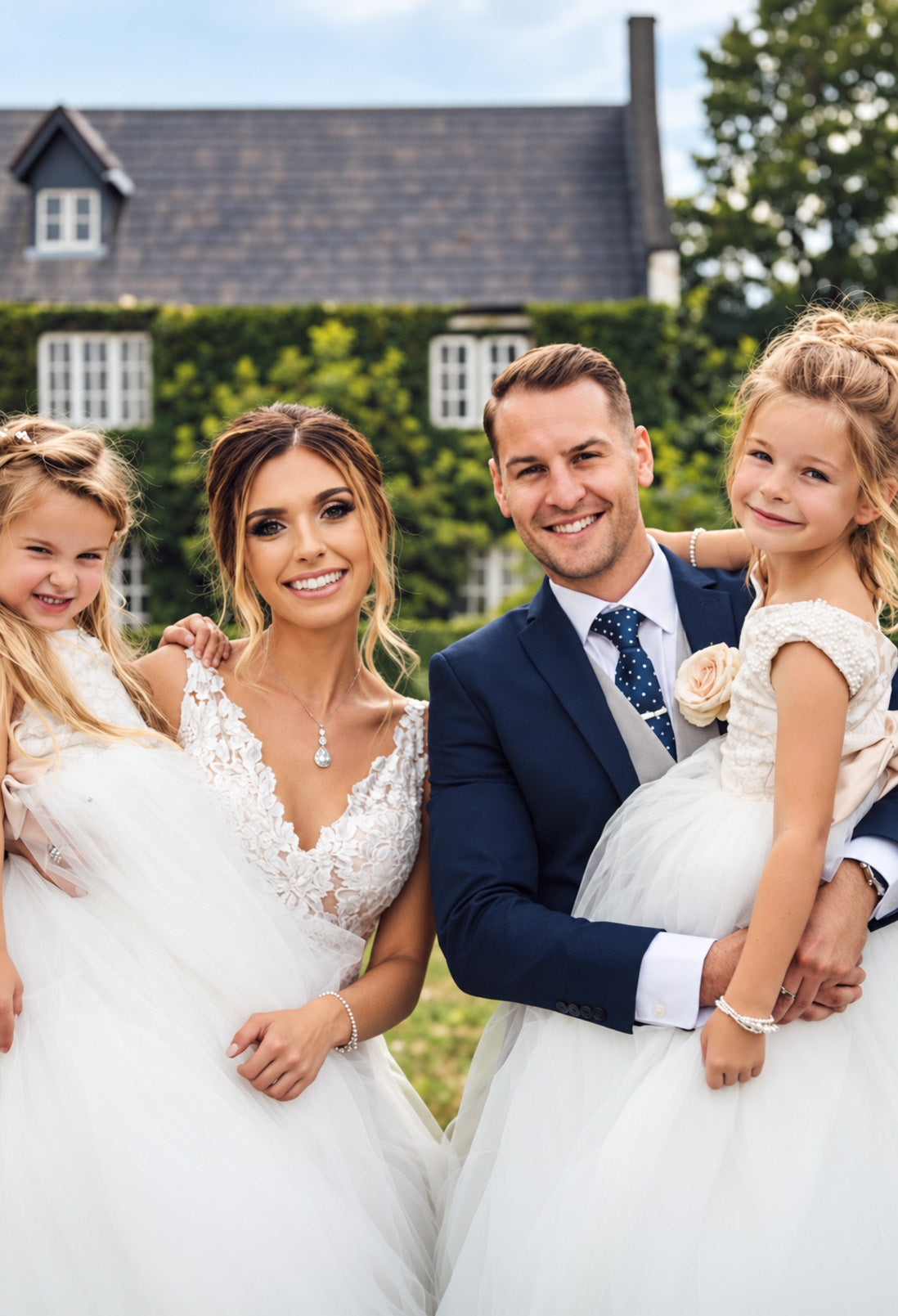 Maryanne in Champagne + Ivory White Skirt - Flower Girl Dress