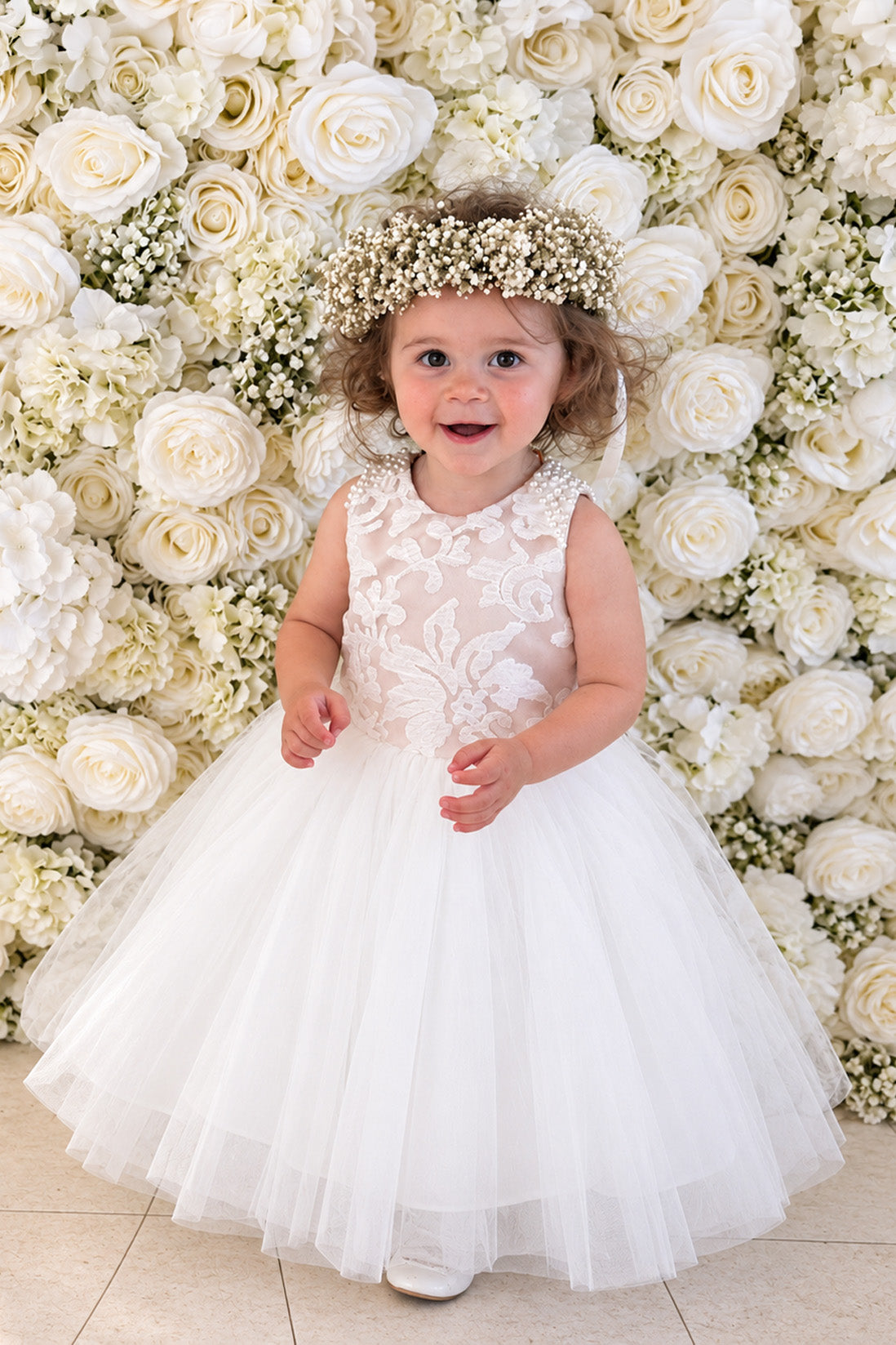 Maryanne Champagne (Baby + Toddler) + Ivory White Skirt - Flower Girl Dress