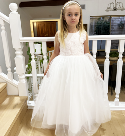 Maryanne Baby Pink + Ivory White Skirt - Flower Girl Dress
